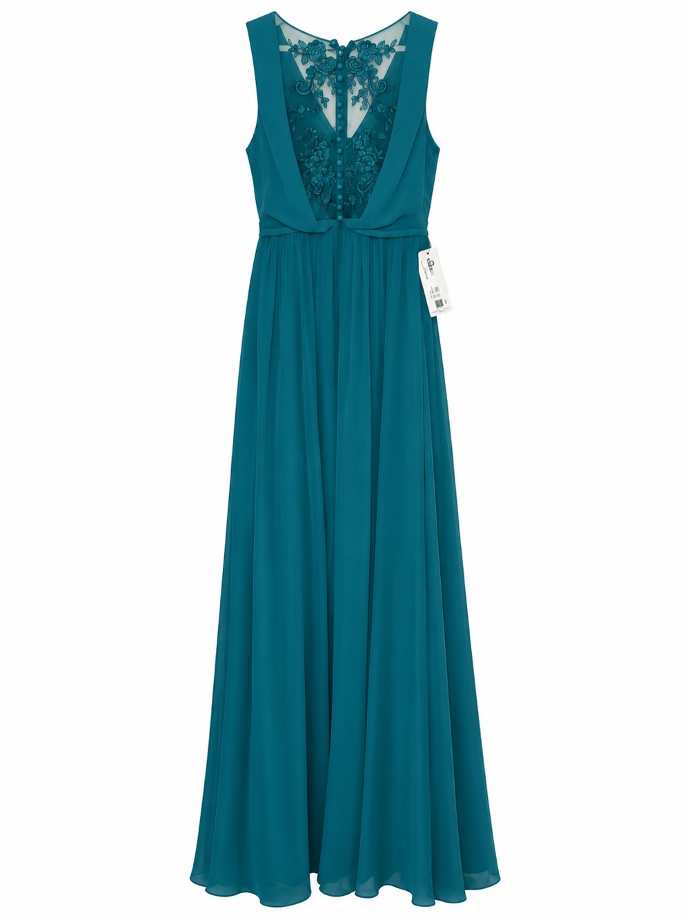 Azazie Chiffon Teal Lace Dress XS Bridesmaid Formal Romantic Evening Homecoming - Picture 8 of 9
